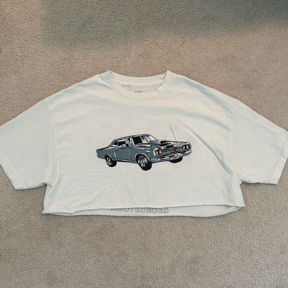 Brandy Melville John Galt racer wide cropped tee (ONE SIZE)